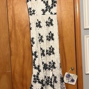 Elegant Black and White Floral Dress